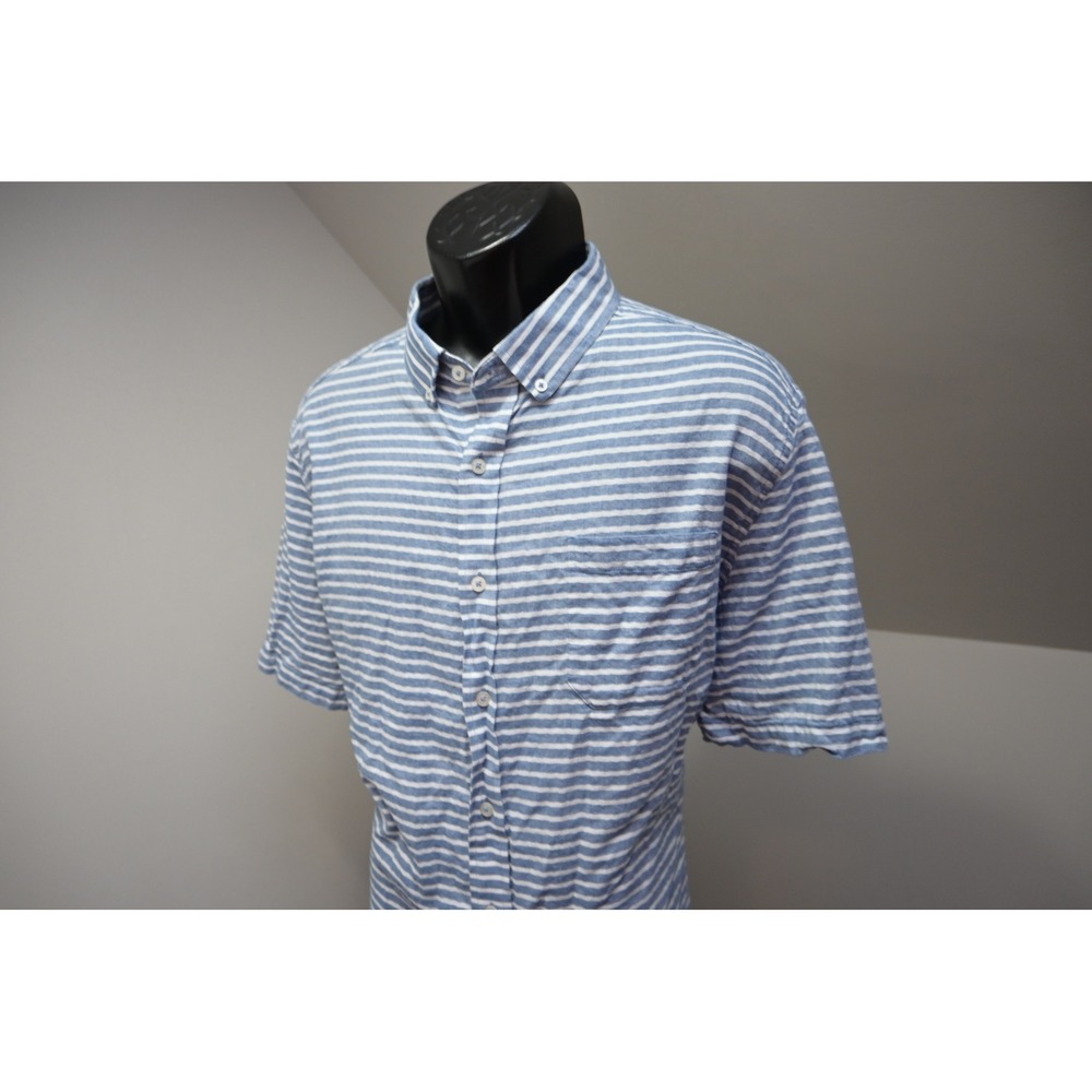 Southern Tide Button Up Dress Shirt Mens XL Blue Striped Short Sleeve Cotton EUC